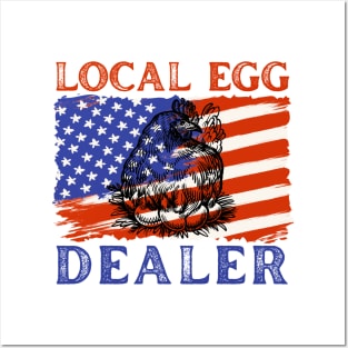 American Flag Local Egg Dealer Chicken Posters and Art